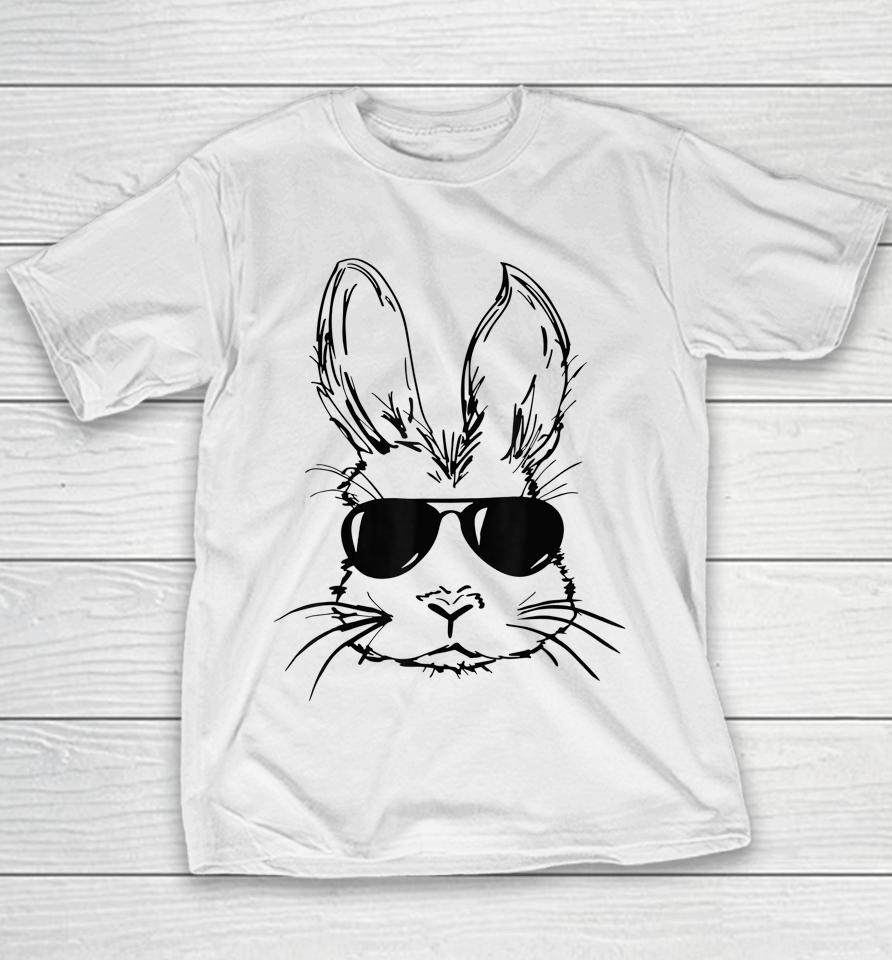 Bunny Face With Sunglasses Easter Day Youth T-Shirt