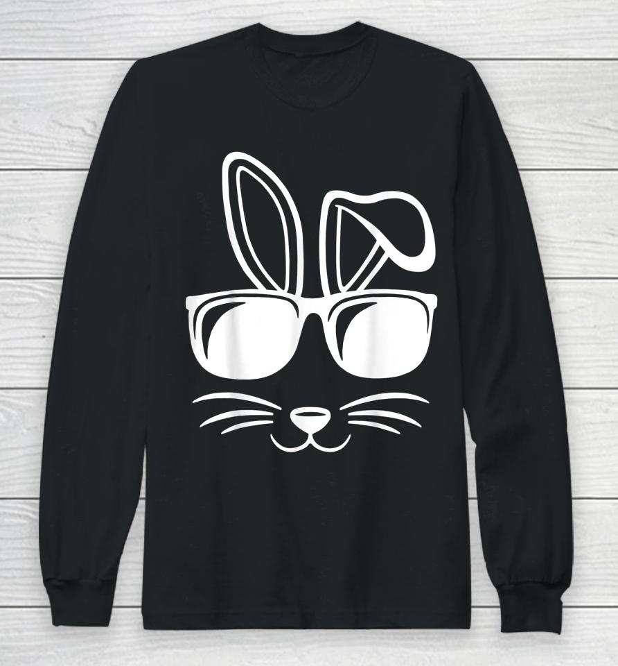 Bunny Face With Sunglasses Men Boys Kids Easter Day Long Sleeve T-Shirt