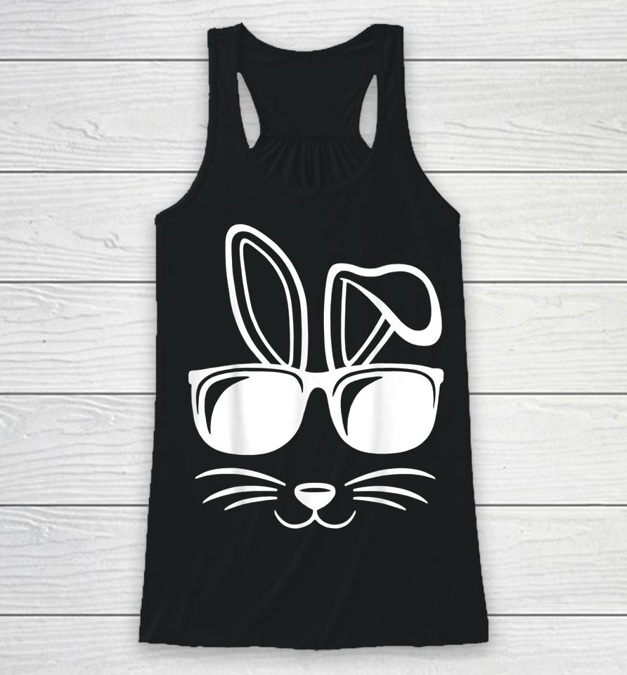 Bunny Face With Sunglasses Men Boys Kids Easter Day Racerback Tank