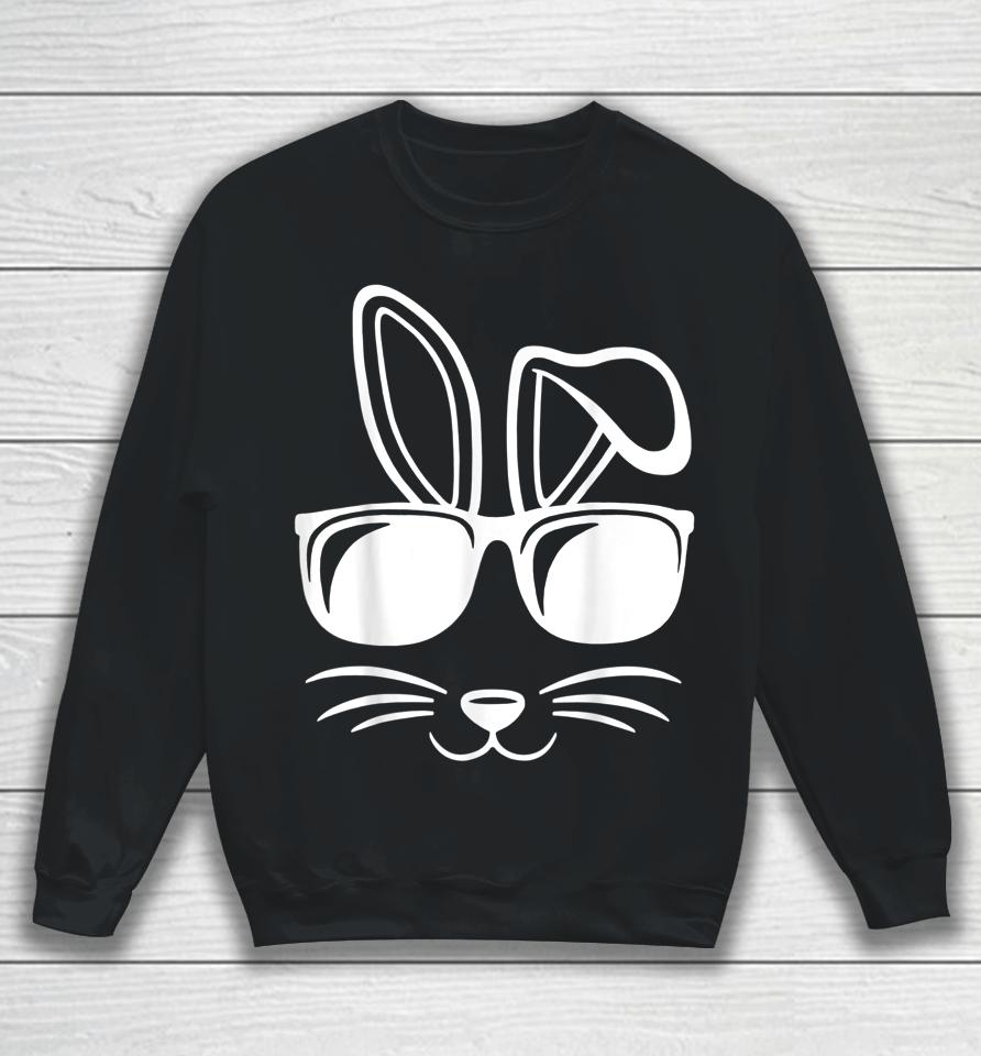 Bunny Face With Sunglasses Men Boys Kids Easter Day Sweatshirt