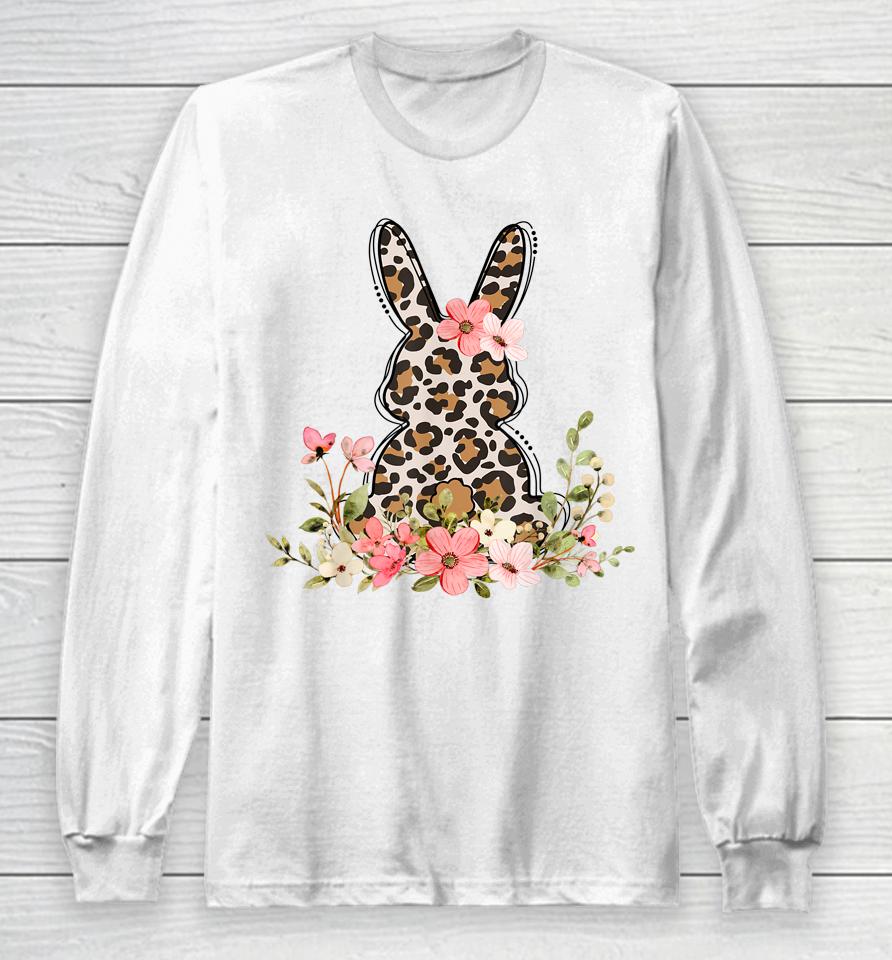 Bunny Floral Leopard Cute Easter Day Long Sleeve T-Shirt