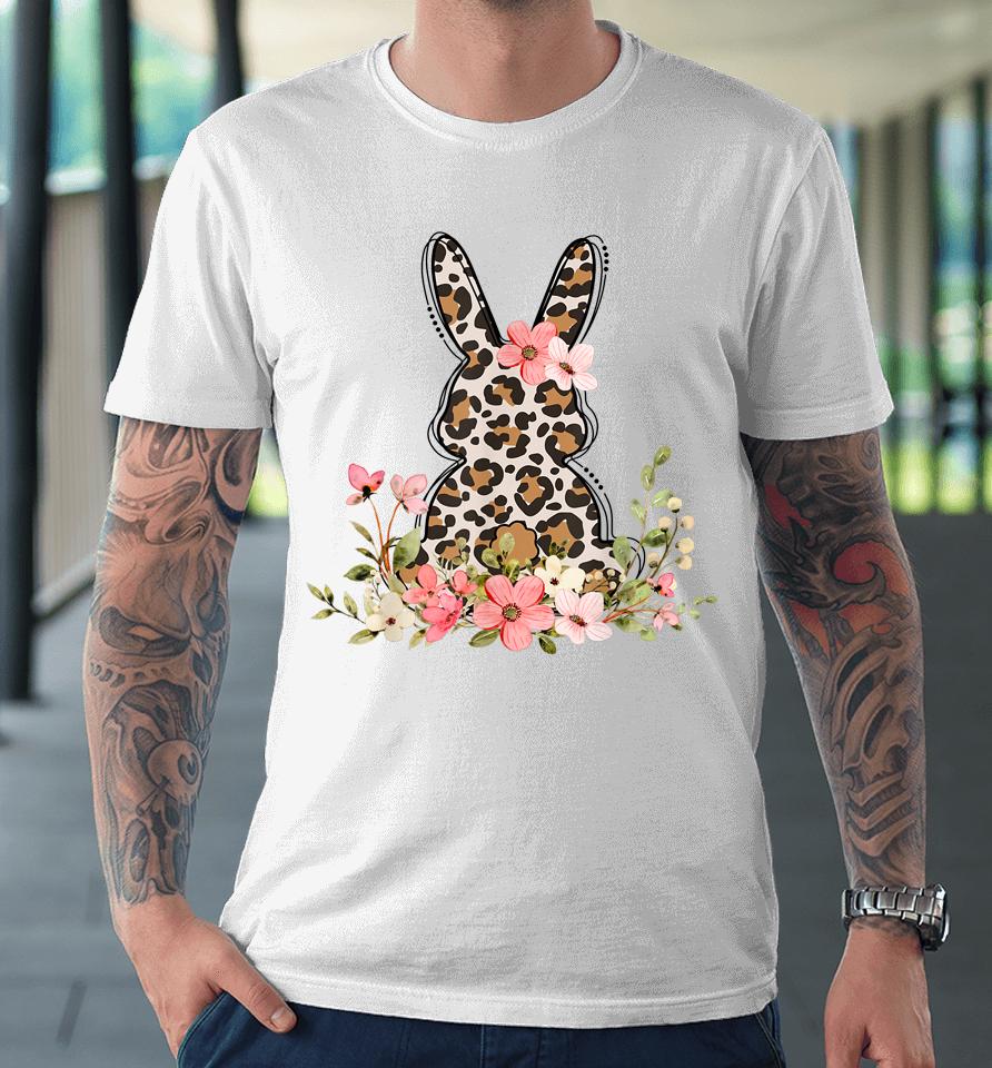 Bunny Floral Leopard Cute Easter Day Premium T-Shirt