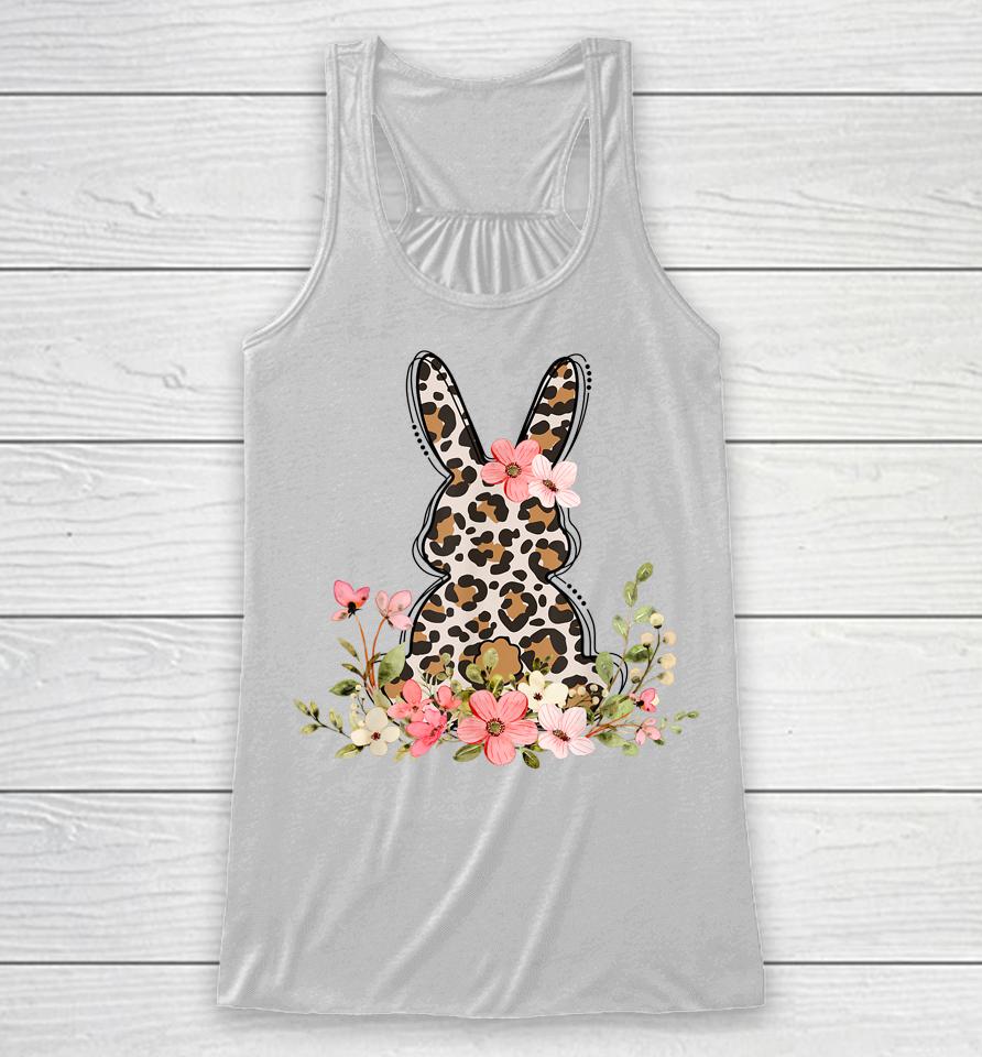 Bunny Floral Leopard Cute Easter Day Racerback Tank