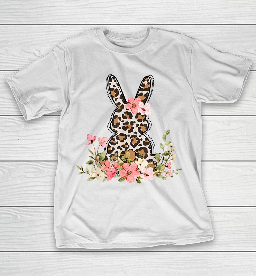 Bunny Floral Leopard Cute Easter Day T-Shirt