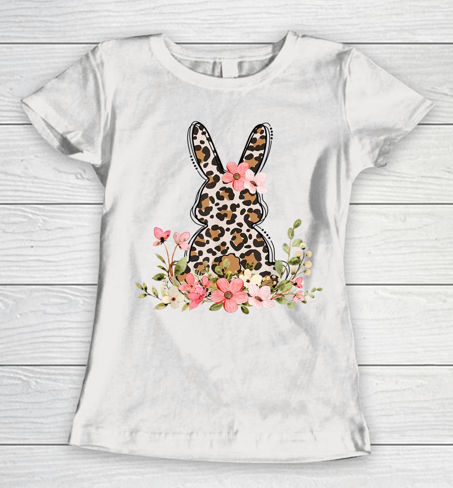Bunny Floral Leopard Cute Easter Day Women T-Shirt