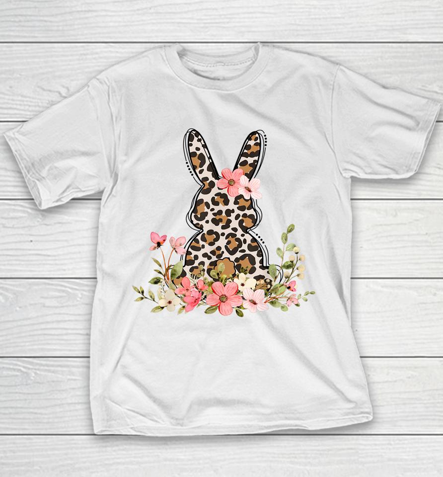 Bunny Floral Leopard Cute Easter Day Youth T-Shirt
