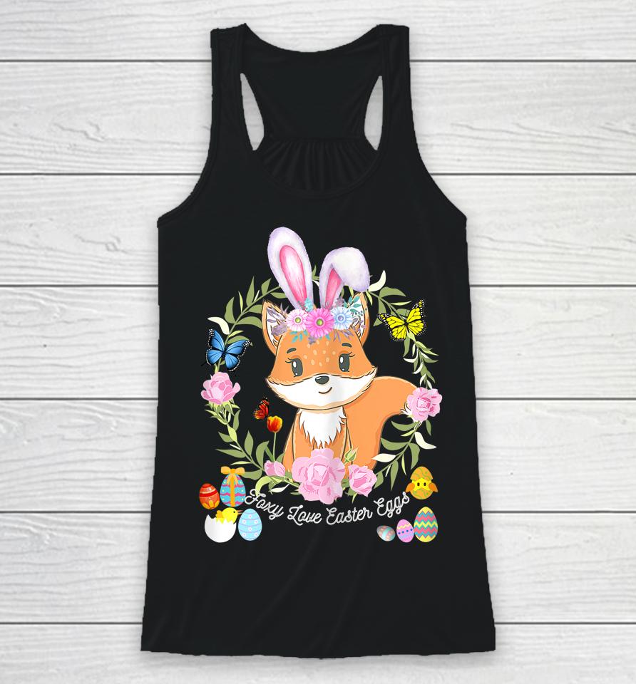 Bunny Fox Happy Easter Day Racerback Tank