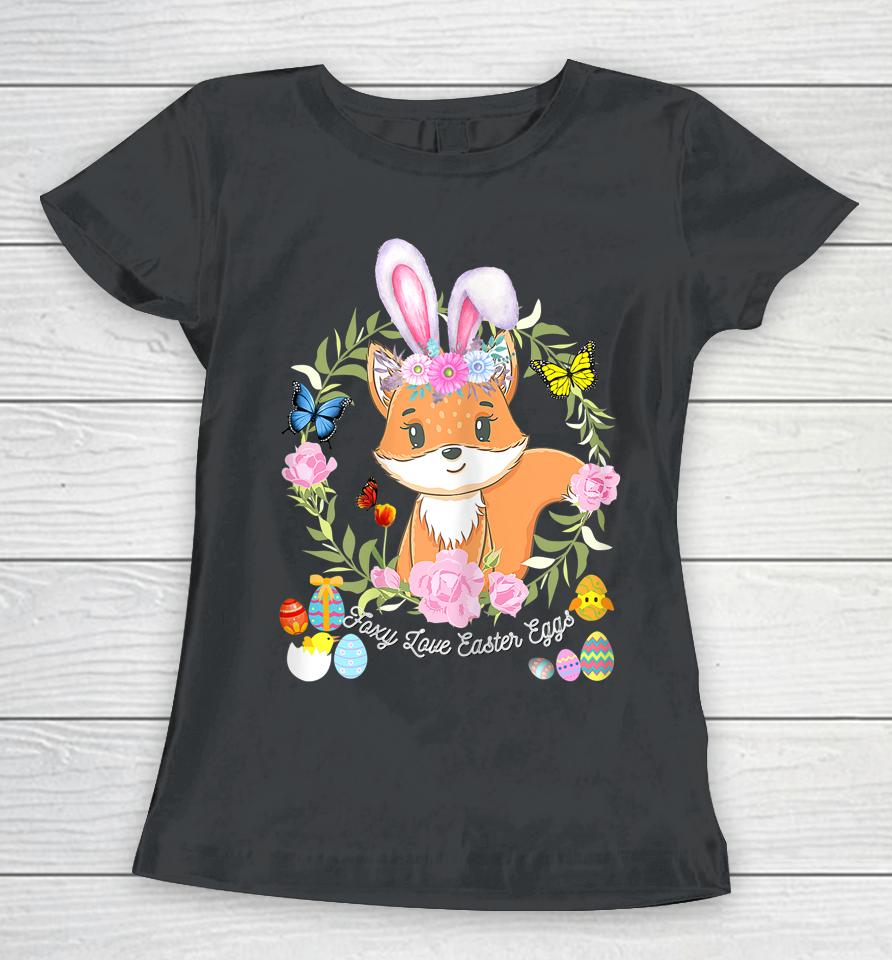 Bunny Fox Happy Easter Day Women T-Shirt