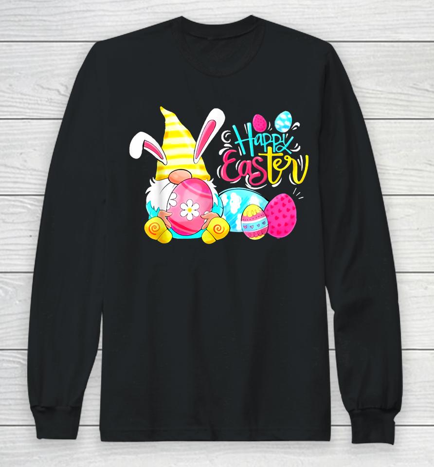 Bunny Gnome Hug Easter Eggs Happy Easter Day Long Sleeve T-Shirt