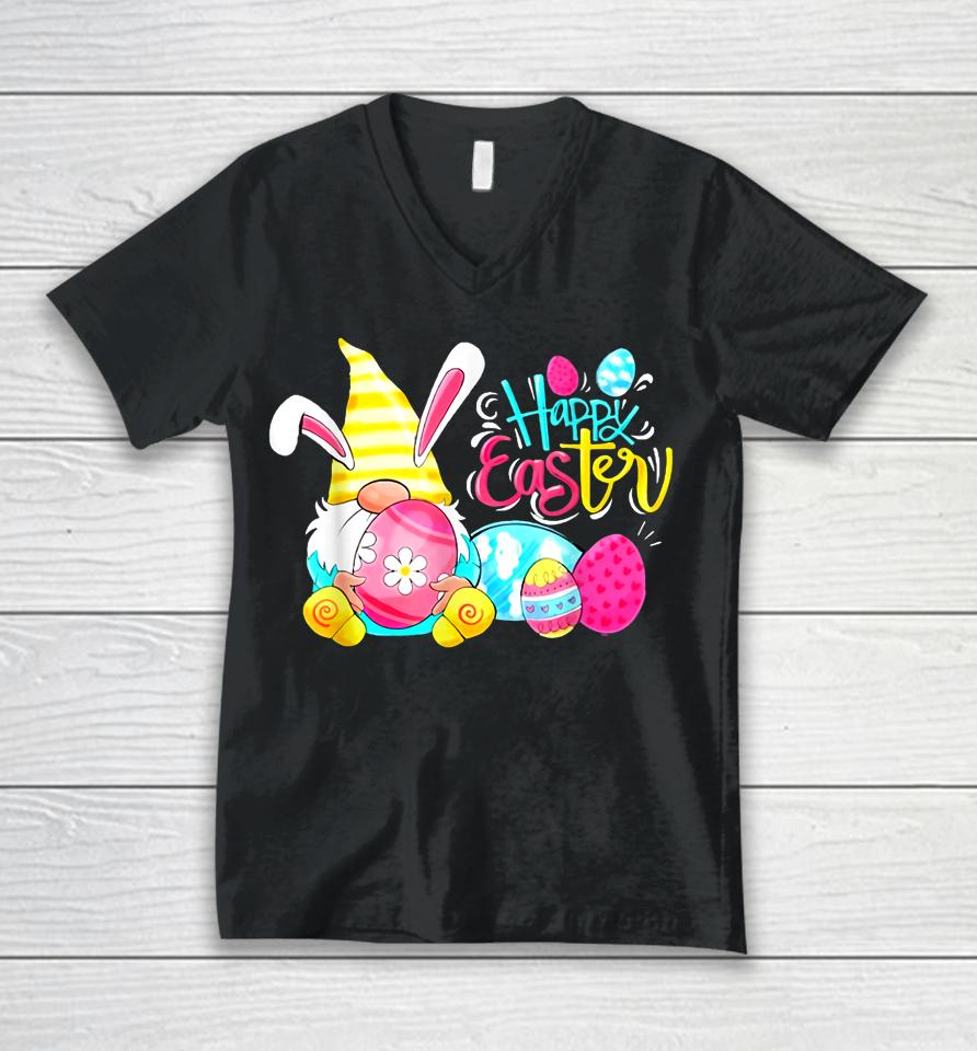 Bunny Gnome Hug Easter Eggs Happy Easter Day Unisex V-Neck T-Shirt
