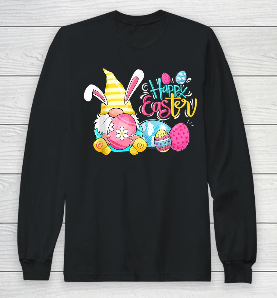 Bunny Gnome Rabbit Eggs Hunting Happy Easter Day Long Sleeve T-Shirt