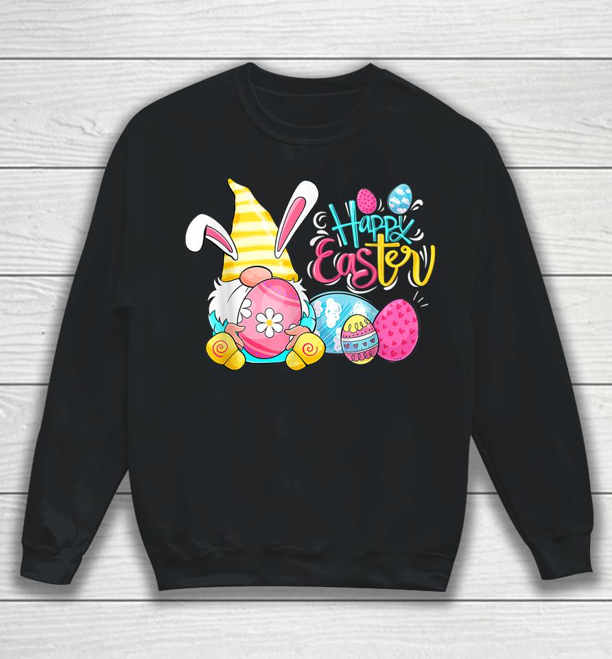 Bunny Gnome Rabbit Eggs Hunting Happy Easter Day Sweatshirt
