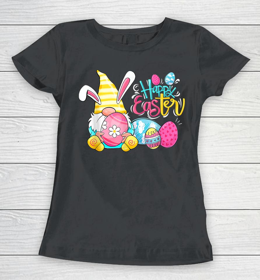 Bunny Gnome Rabbit Eggs Hunting Happy Easter Day Women T-Shirt