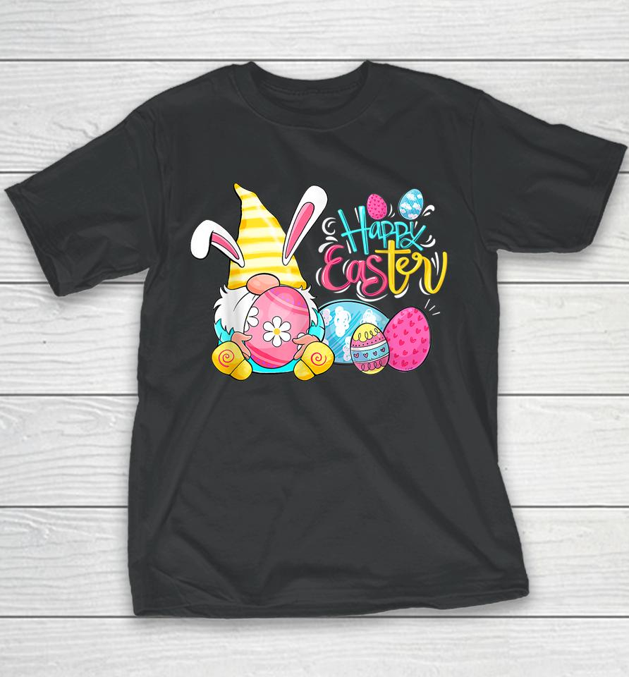 Bunny Gnome Rabbit Eggs Hunting Happy Easter Day Youth T-Shirt
