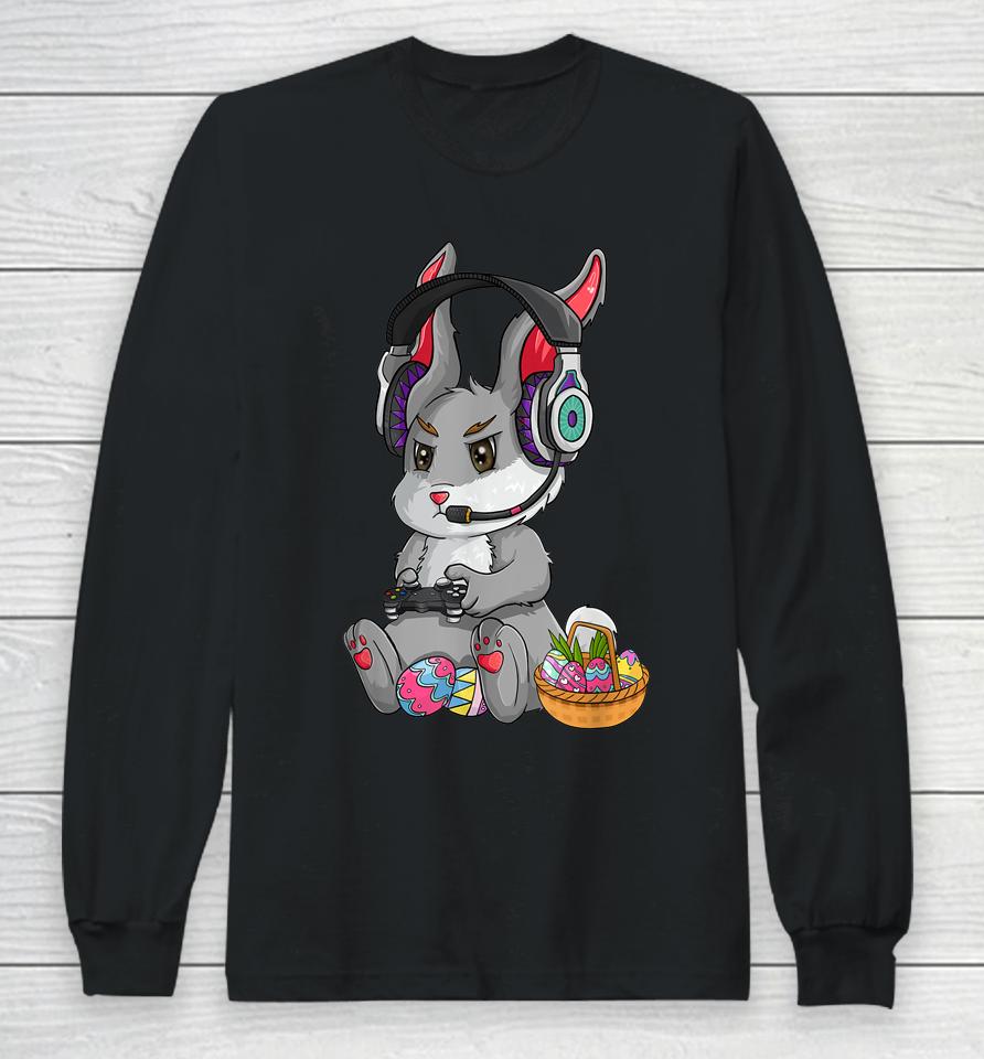 Bunny Rabbit Gaming Happy Easter Day Gamer Long Sleeve T-Shirt