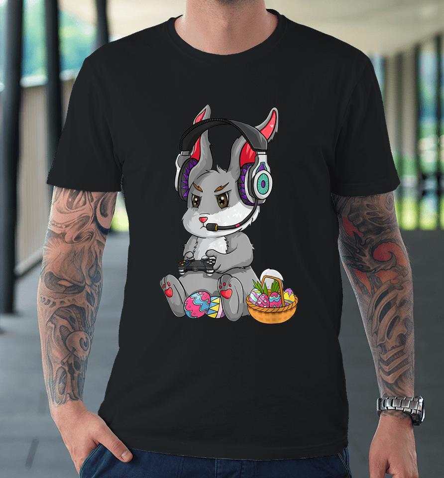 Bunny Rabbit Gaming Happy Easter Day Gamer Premium T-Shirt