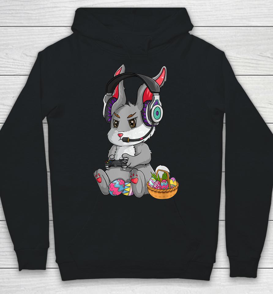 Bunny Rabbit Gaming Happy Easter Day Gamer Hoodie