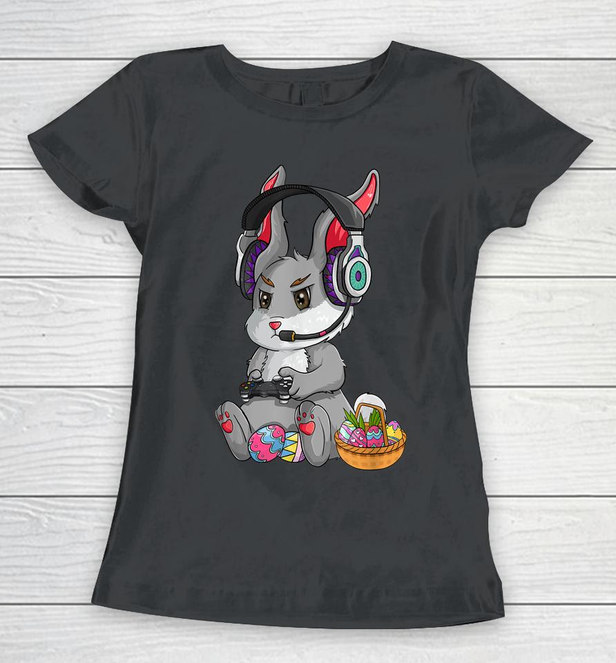 Bunny Rabbit Gaming Happy Easter Day Gamer Women T-Shirt