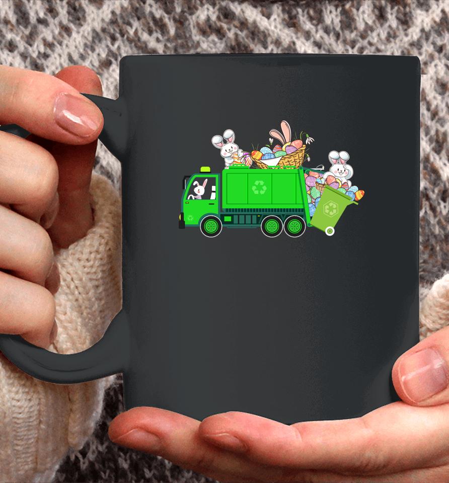 Bunny Riding Garbage Truck Easter Day Coffee Mug