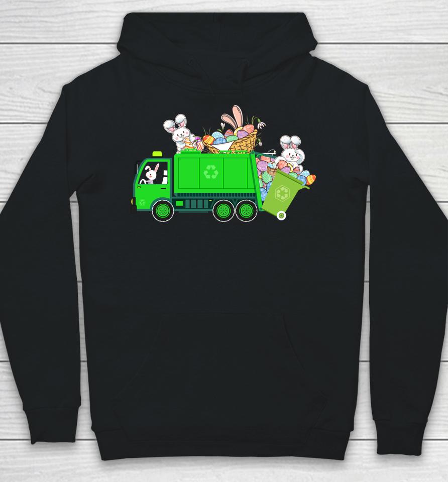 Bunny Riding Garbage Truck Easter Day Hoodie