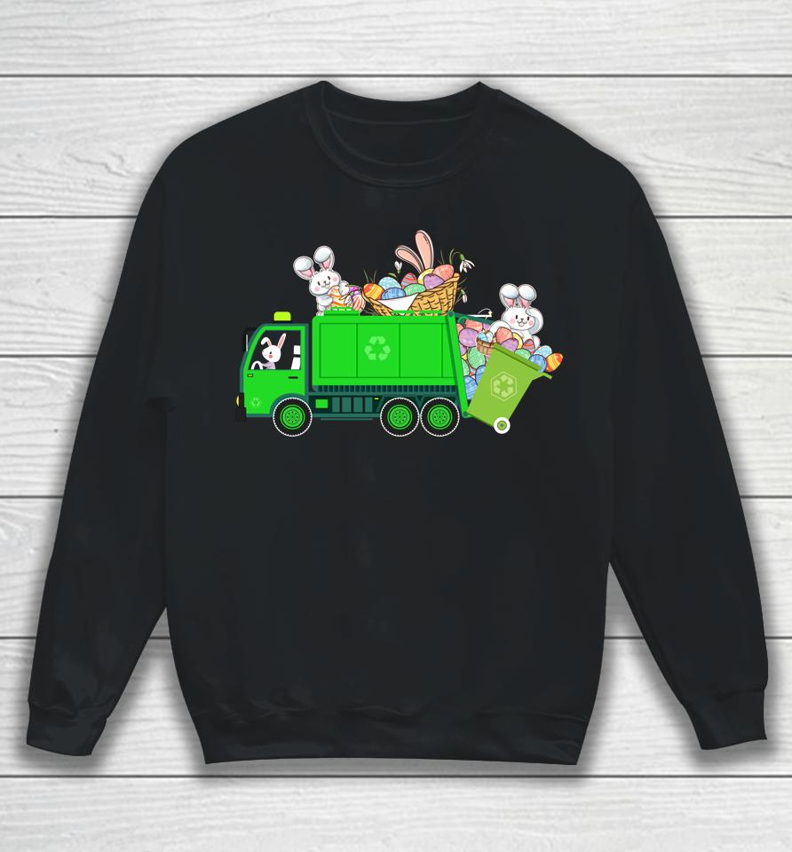 Bunny Riding Garbage Truck Easter Day Sweatshirt