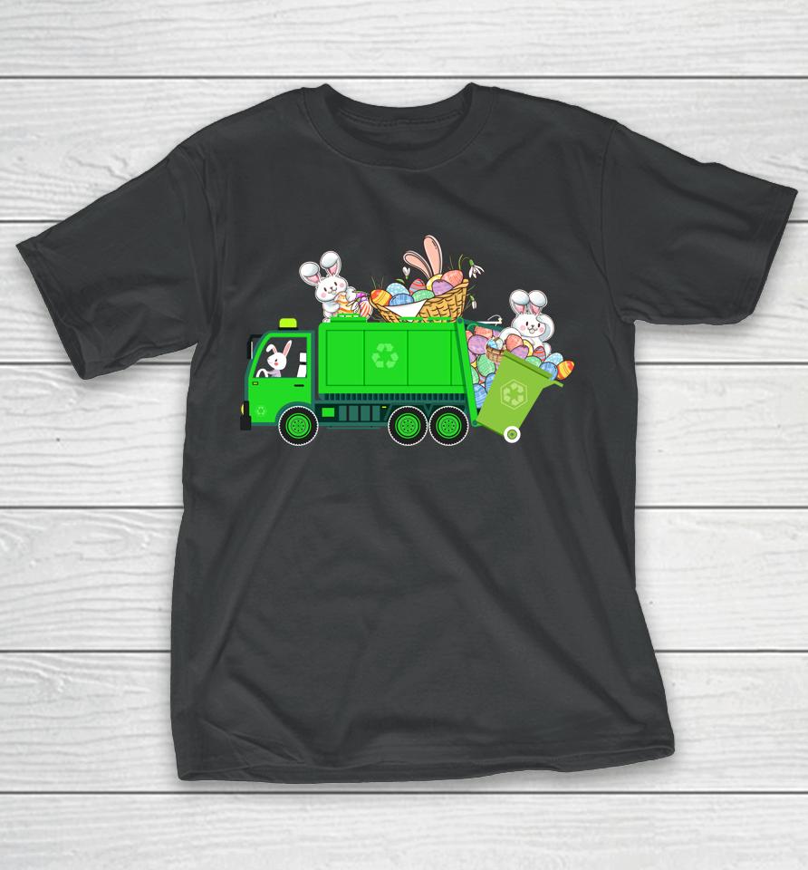 Bunny Riding Garbage Truck Easter Day T-Shirt