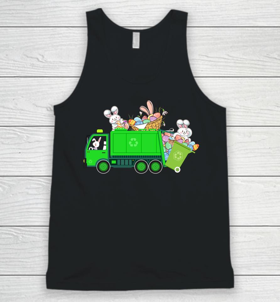 Bunny Riding Garbage Truck Easter Day Unisex Tank Top