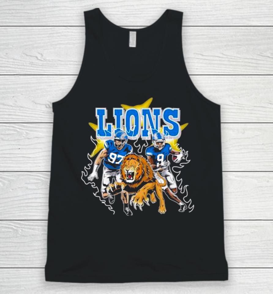 Burning Flame Detroit Football Lions Running Players Unisex Tank Top