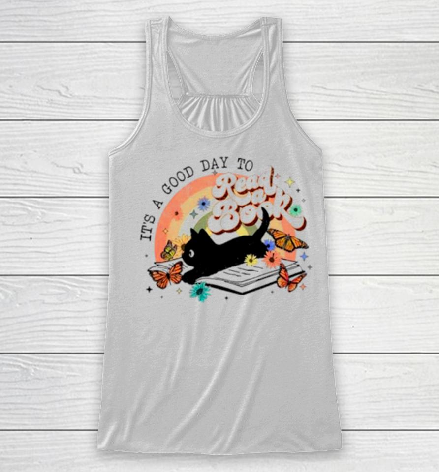 Butterfly And Cat It’s A Good Day To Read A Book Racerback Tank