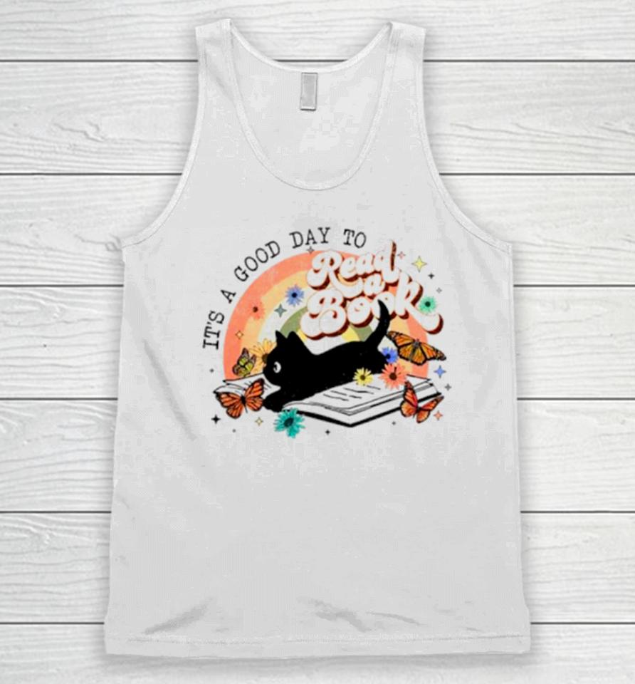 Butterfly And Cat It’s A Good Day To Read A Book Unisex Tank Top