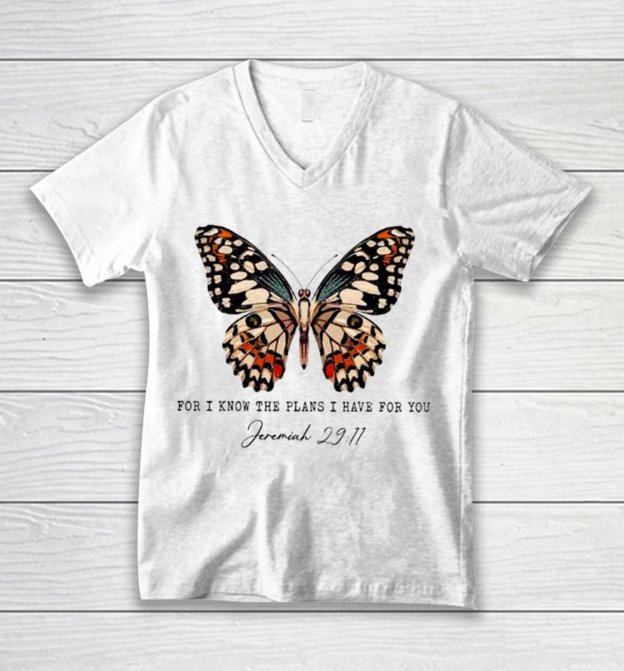Butterfly For I Know The Plans I Have For You Unisex V-Neck T-Shirt