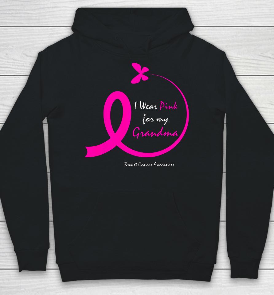 Butterfly I Wear Pink For My Grandma Breast Cancer Awareness Hoodie