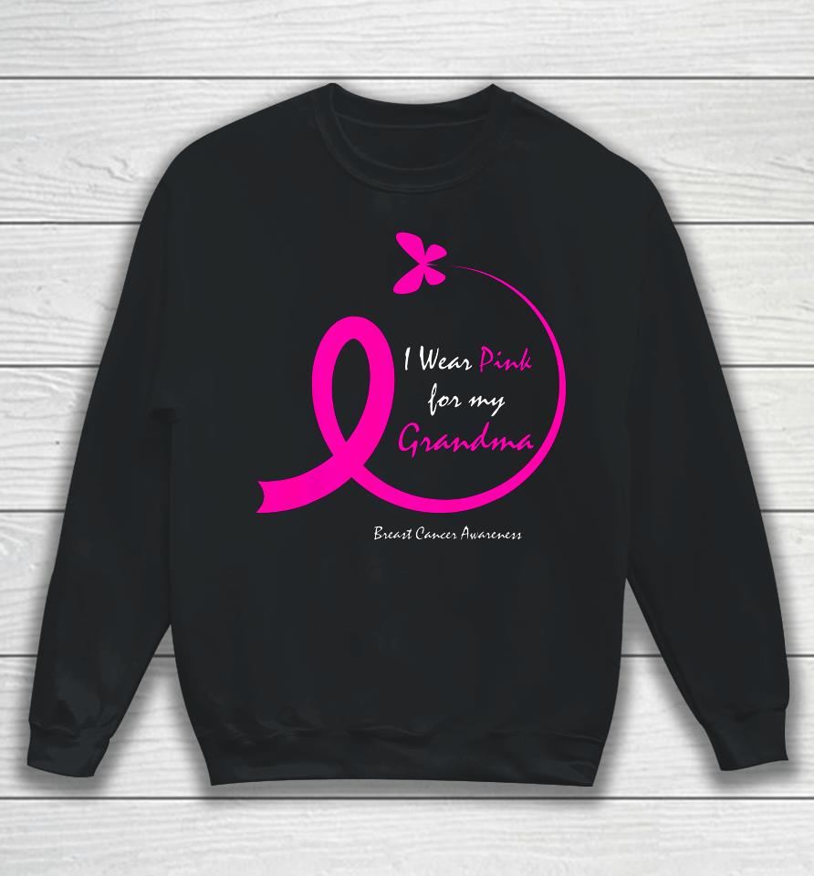 Butterfly I Wear Pink For My Grandma Breast Cancer Awareness Sweatshirt