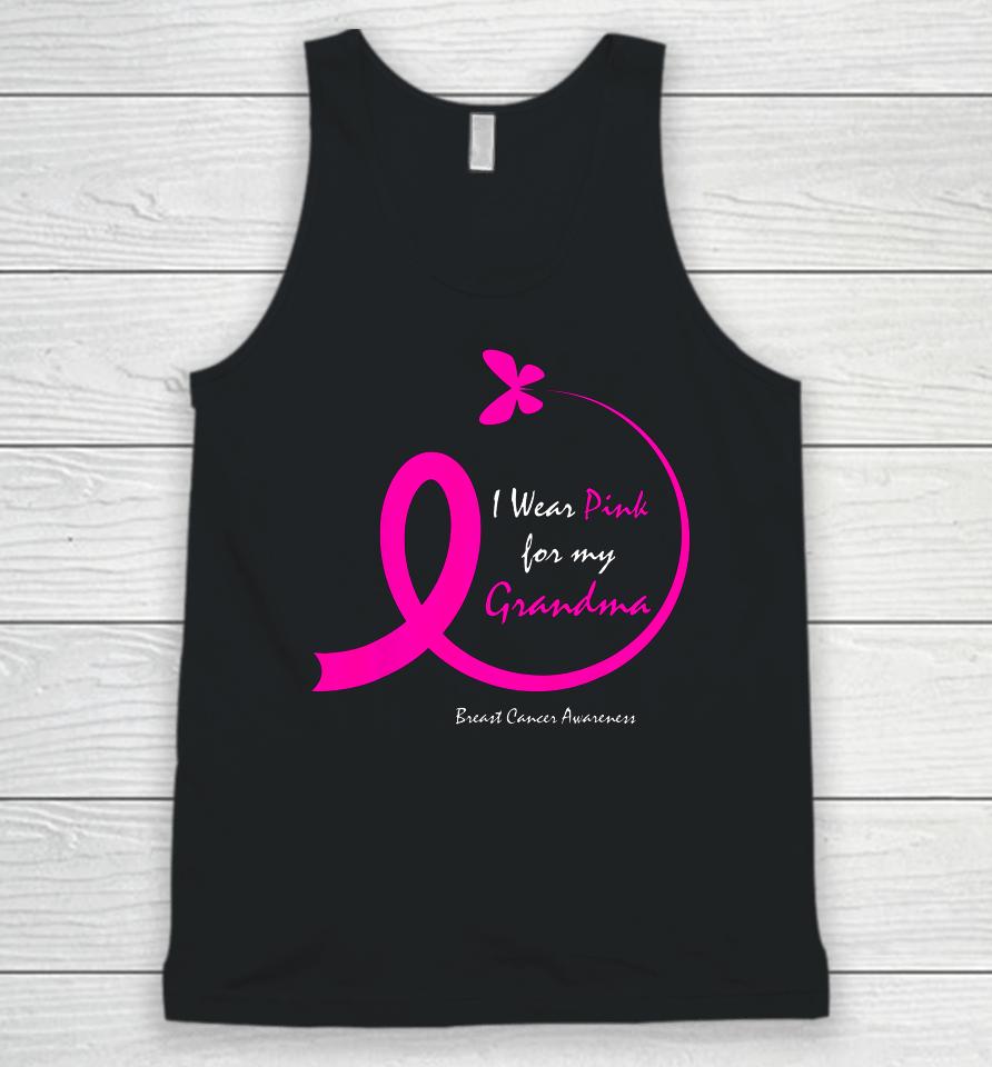 Butterfly I Wear Pink For My Grandma Breast Cancer Awareness Unisex Tank Top