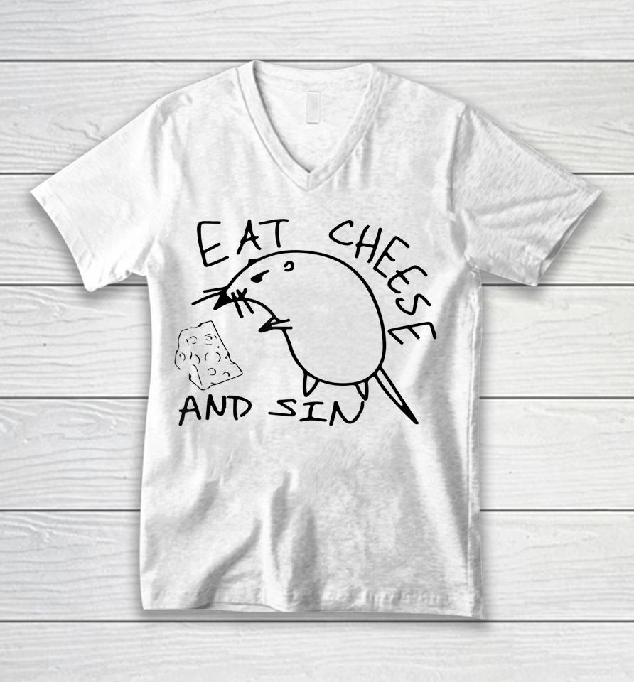 Buy Eat Cheese And Sin Funny Rat Unisex V-Neck T-Shirt