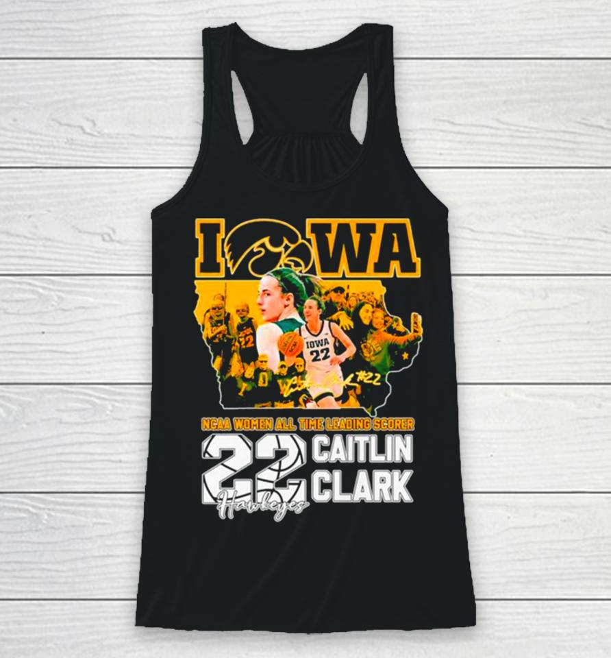 Caitlin Clark Iowa Hawkeyes Ncaa Women’s All Time Leading Scorer Signature Racerback Tank