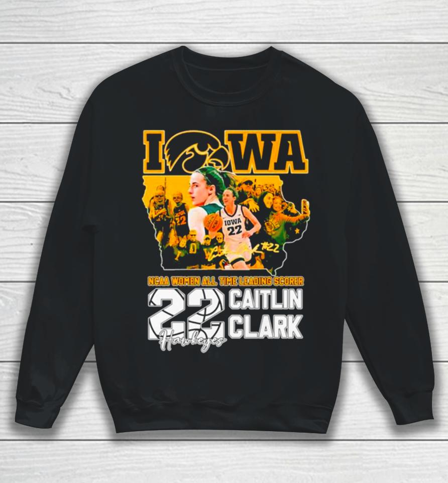 Caitlin Clark Iowa Hawkeyes Ncaa Women’s All Time Leading Scorer Signature Sweatshirt