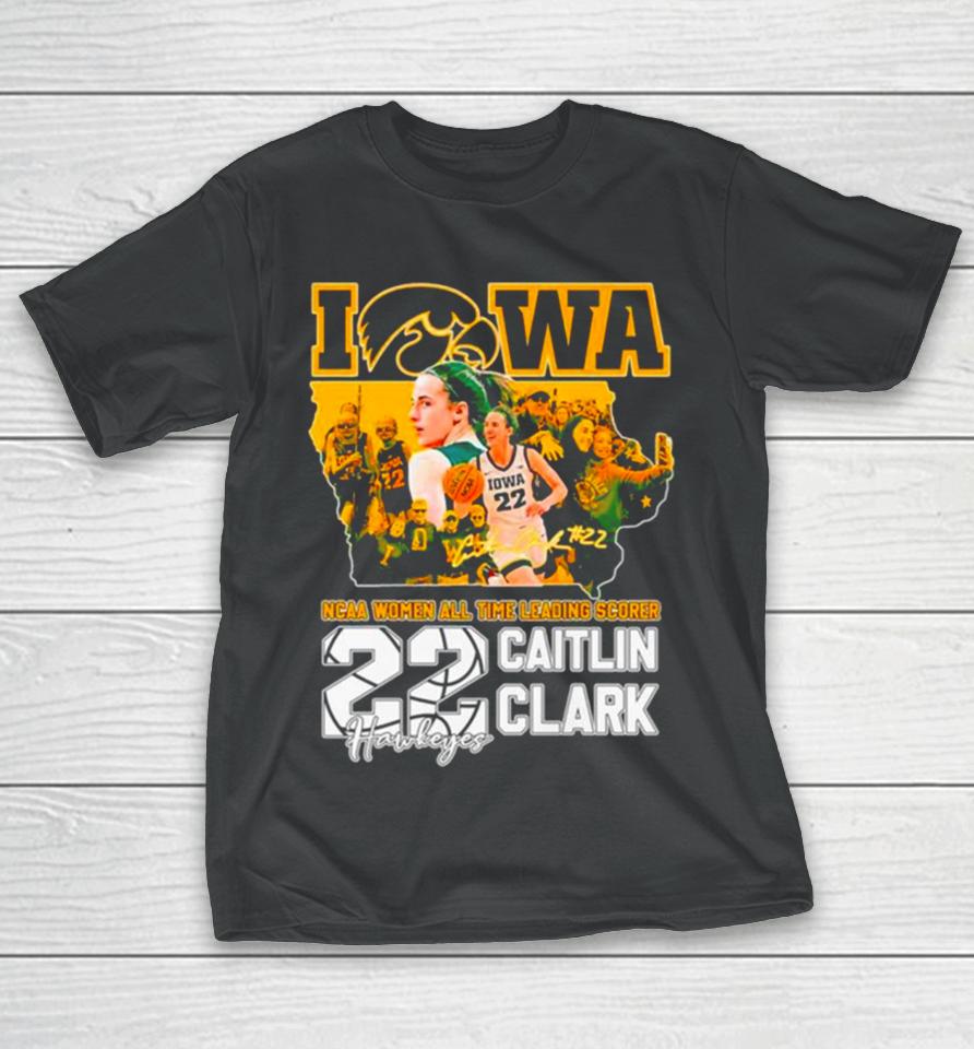 Caitlin Clark Iowa Hawkeyes Ncaa Women’s All Time Leading Scorer Signature T-Shirt