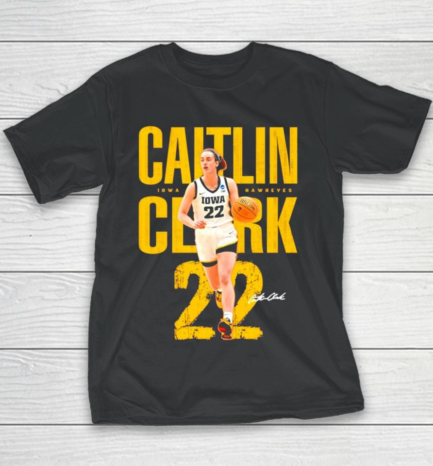 Caitlin Clark Player Iowa Hawkeyes 22 Signature Youth T-Shirt