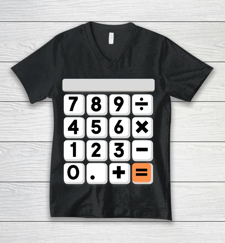 Calculator Easy Halloween Costume For Math Teacher Unisex V-Neck T-Shirt