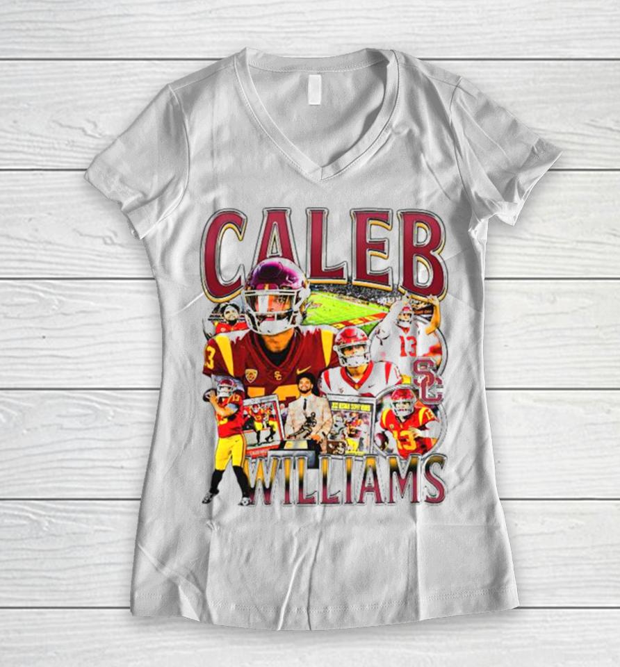 Caleb Williams Player Usc Trojans Football Vintage 2023 Women V-Neck T-Shirt