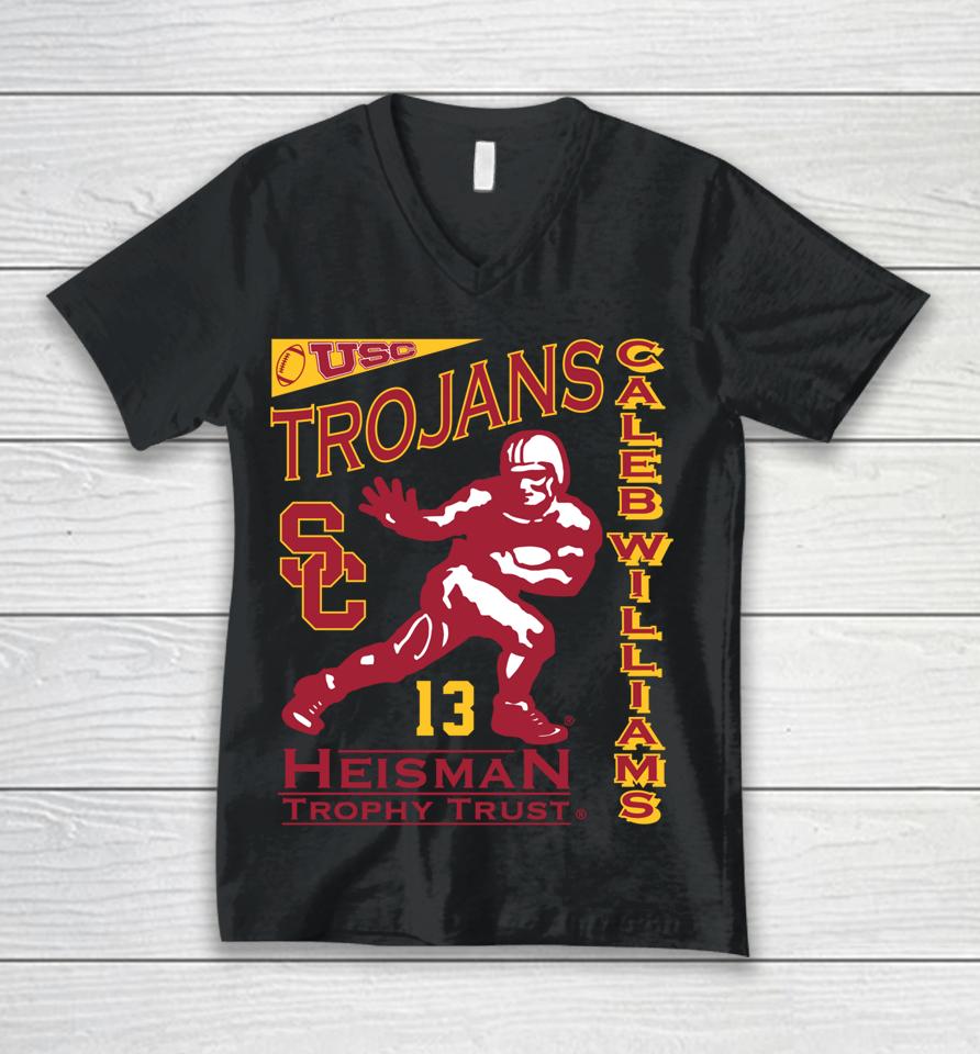 Caleb Williams Usc Trojans Heisman Trophy Trust Winner Unisex V-Neck T-Shirt