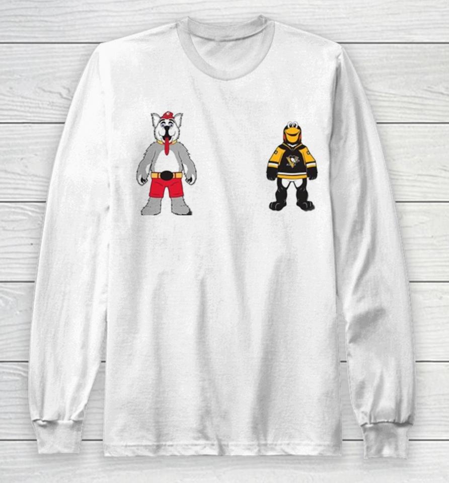 Calgary Flames Vs Pittsburgh Penguins Nhl 2024 Mascot Cartoon Hockey Long Sleeve T-Shirt
