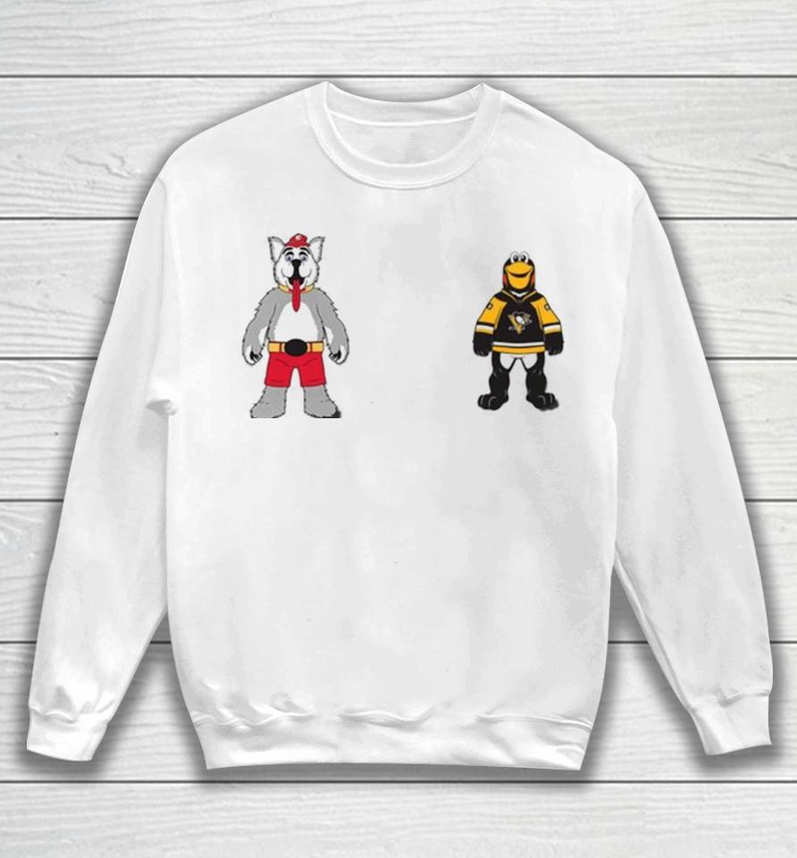 Calgary Flames Vs Pittsburgh Penguins Nhl 2024 Mascot Cartoon Hockey Sweatshirt