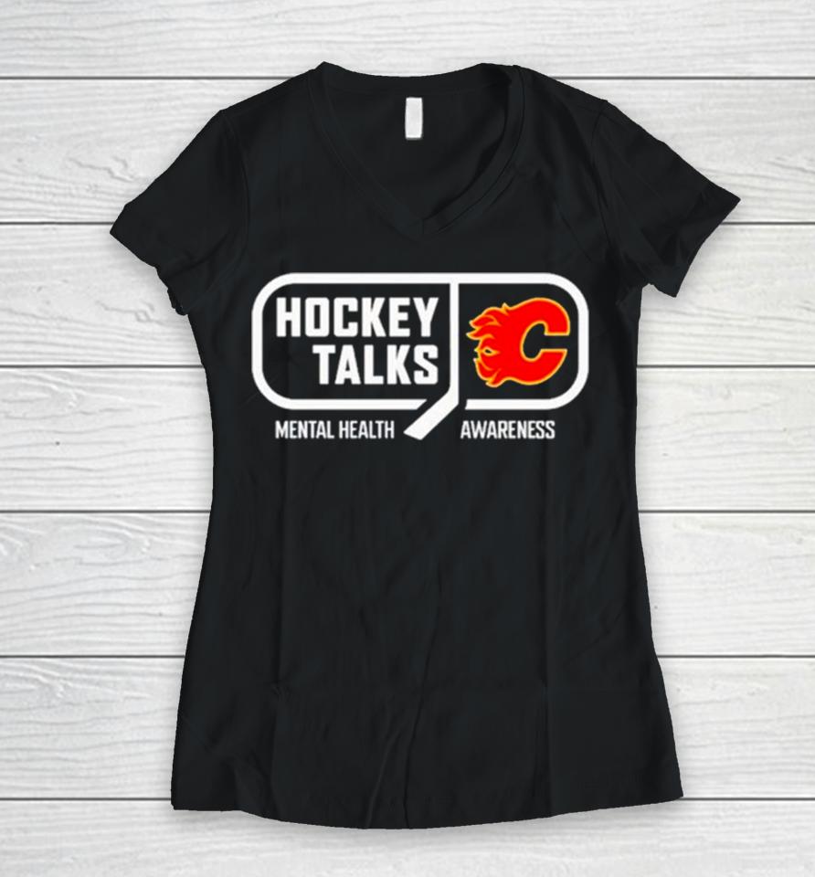 Calgary Hockey Talks Mental Health Awareness Women V-Neck T-Shirt