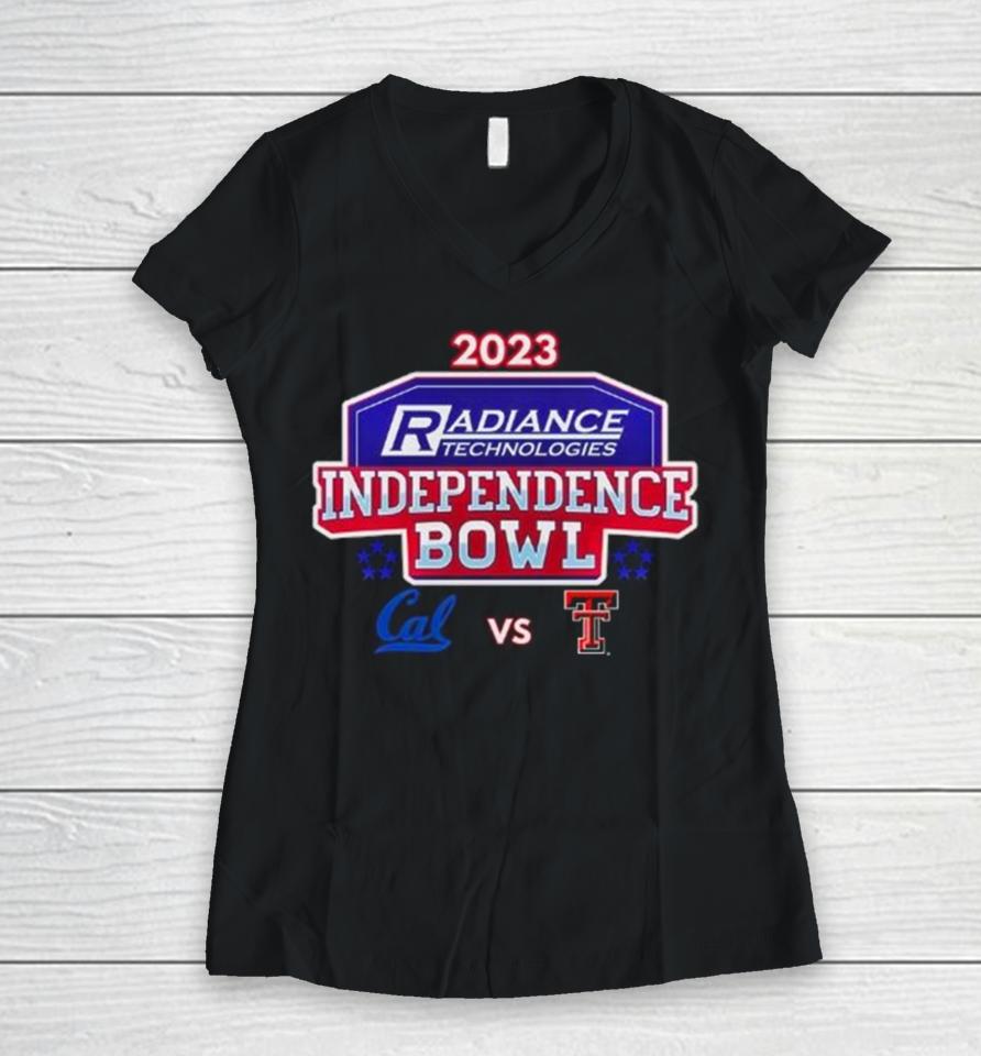 California Golden Bears Vs Texas Tech Red Raiders 2023 Radiance Technologies Independence Bowl Women V-Neck T-Shirt