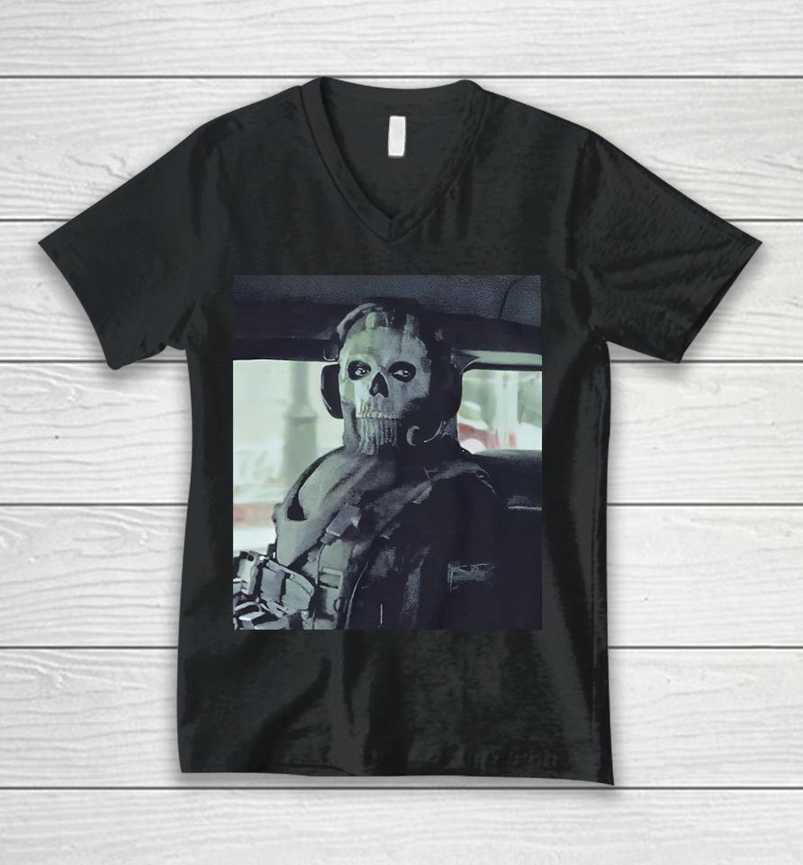 Call Of Duty Modern Warfare Ii Ghost Stare Unisex V-Neck T-Shirt