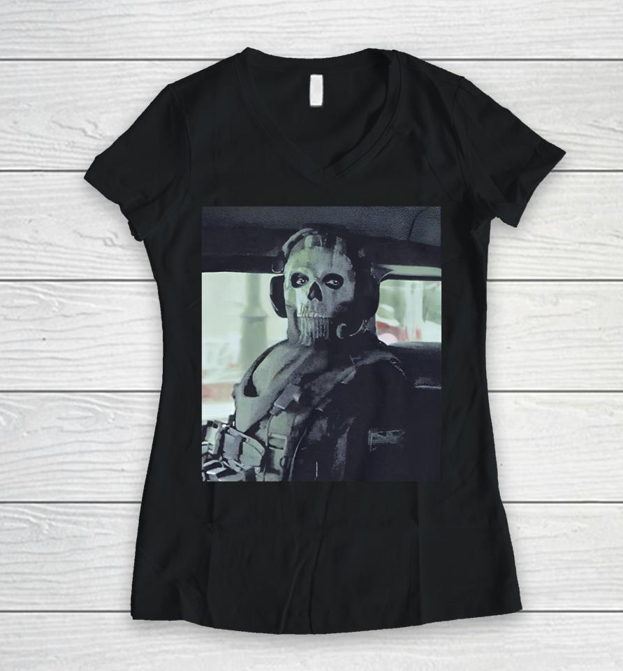 Call Of Duty Modern Warfare Ii Ghost Stare Women V-Neck T-Shirt