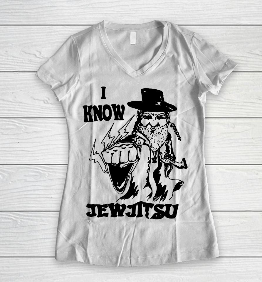 Calle Delfino I Know Jew Jitsu Women V-Neck T-Shirt