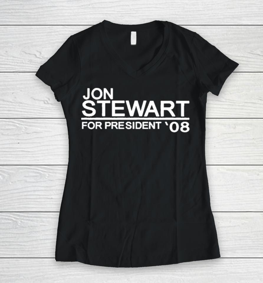 Callforcongress Jon Stewart For President’08 Women V-Neck T-Shirt
